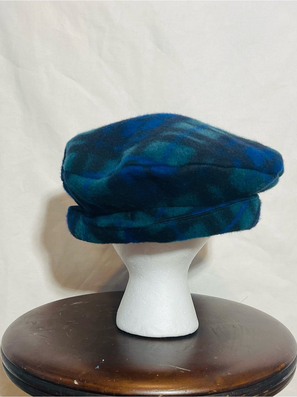 Vintage Blue Green Black Watch Tartan Plaid Beret Hat